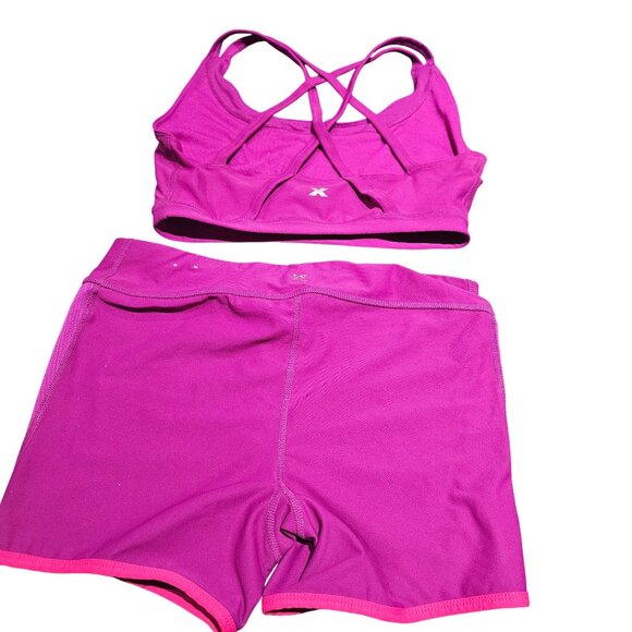 Xersion Pink Activewear Set With Sports Bra & Shorts Crisscross Back Medium M 10 - Picture 2 of 7